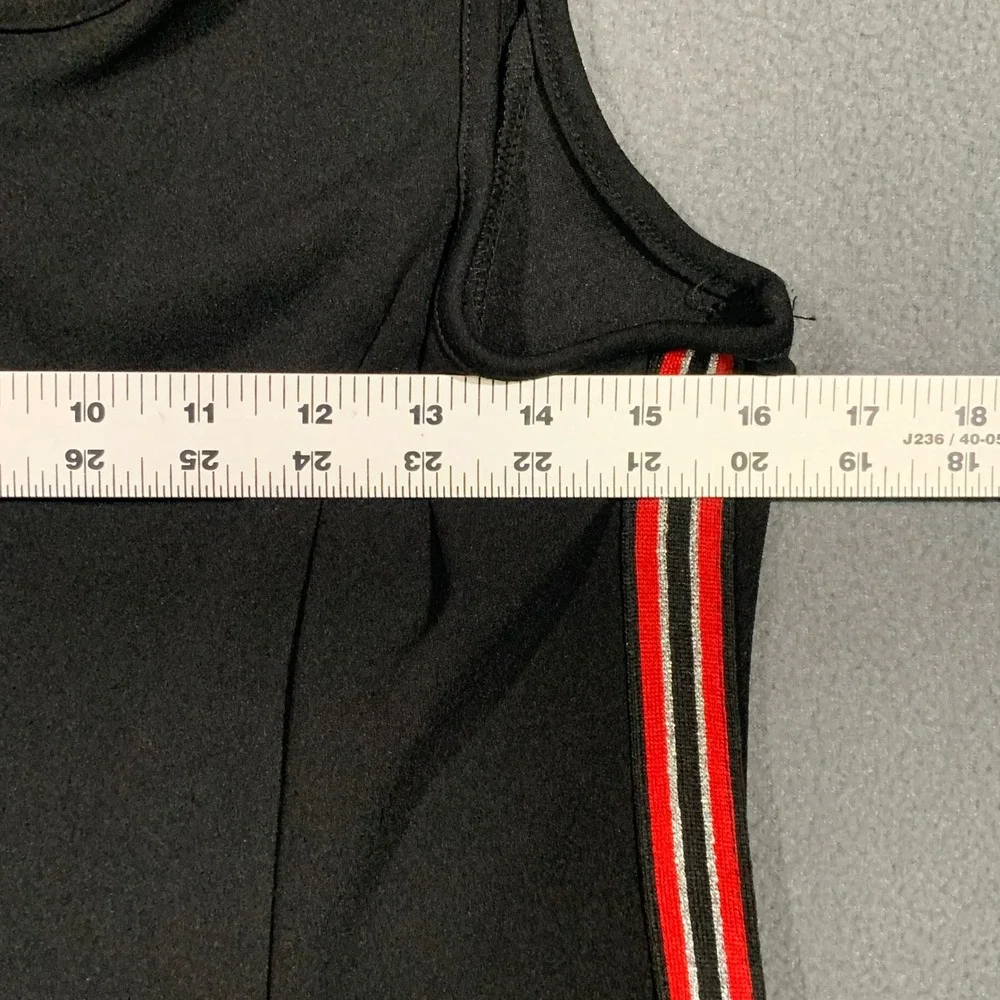 90s Athleisure Inspired Youth Large Black Sleeveless Dress‎ w Side Stripe Sporty